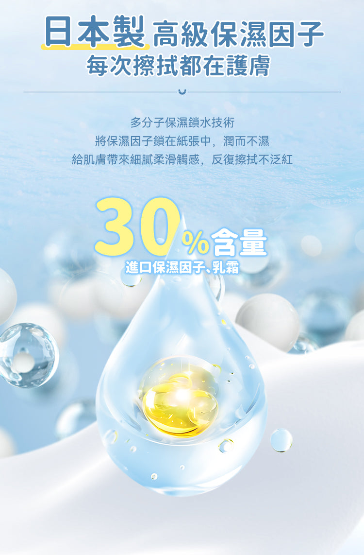 Yohome 潔淨水潤保濕因子 100%天然加厚雲柔巾(敏感肌專用)