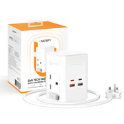 美國USATISFY GaN Master65W氮化鎵全快充7口智控安規伸縮充電線收納迷你拖板白色