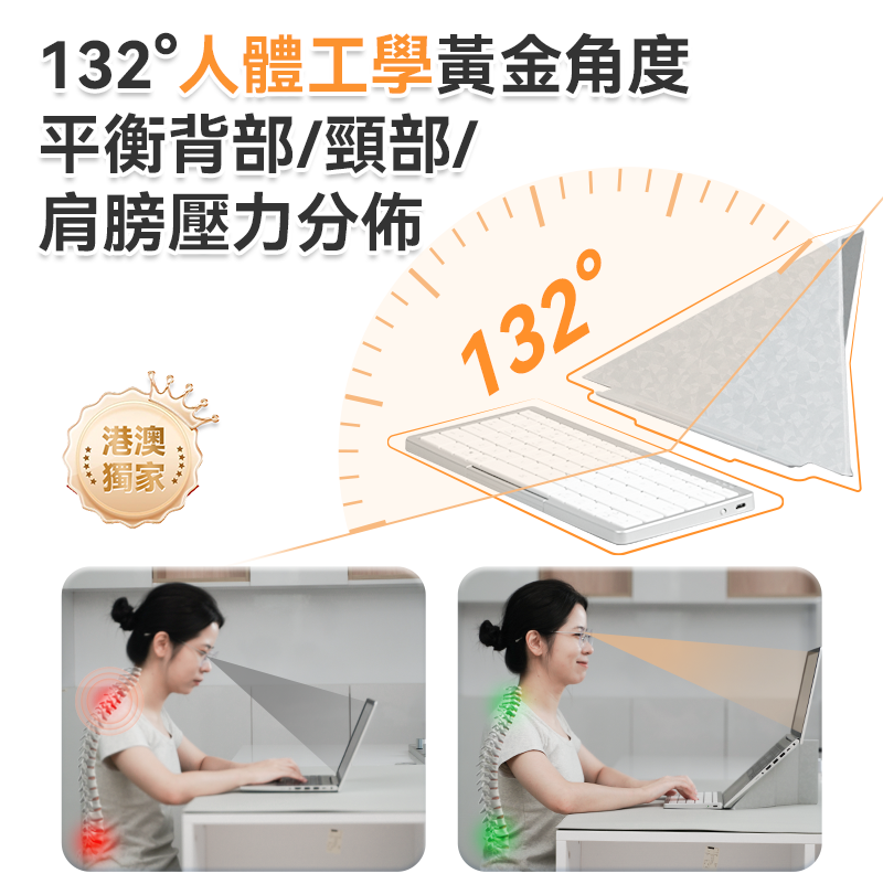 美國USATISFY超薄首創4合1多系統連控辦公可分離護頸支架便攜無線觸控鍵盤套裝