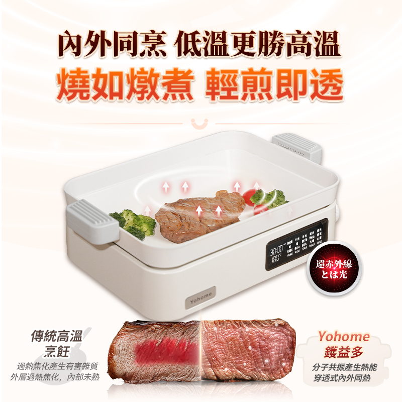 日本Yohome FIR遠紅外全熱 穿透營養保存嫩鮮澈脂多功 能高端養生料理鍋
