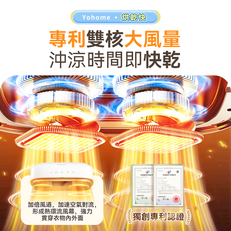 日本Yohome 雙核Max多件速 乾除菌淨味暖衣4合1免安裝 折疊可移動烘乾機PRO