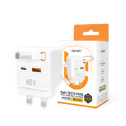 美國USATISFY GaN Mini65W 氮化鎵全快充3口智控安規便攜移動迷你伸縮線充電插頭