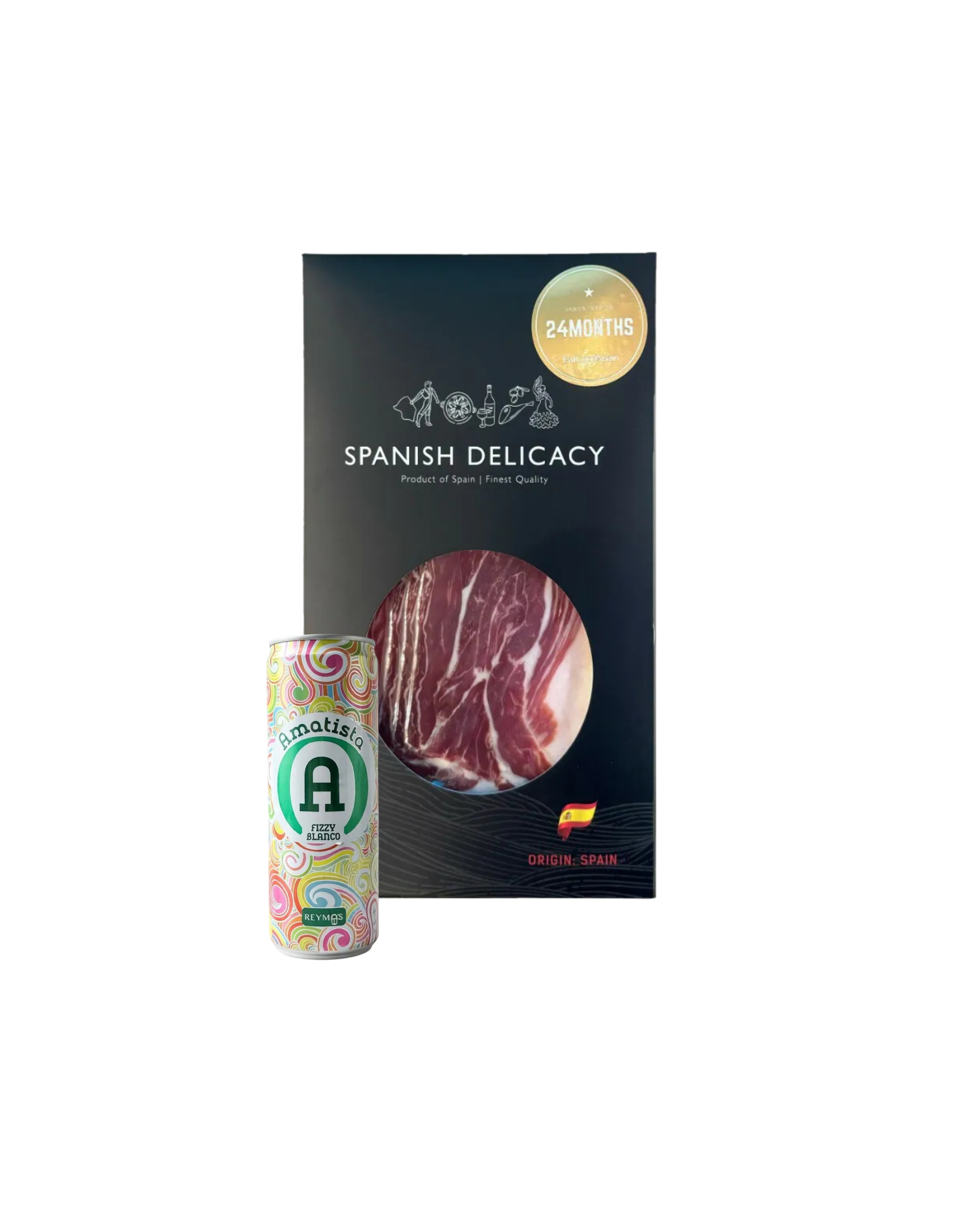 EAT GOOD SPAIN機切-24個月黑毛豬後腿(穀飼飼養)（約80克）直播限定：送Amatista 西班牙Moscato 甜白汽酒 250ml 1罐