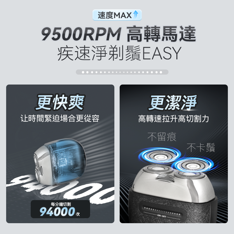 德國iLIVI Mini-Max迷你超鋒高轉速淨360°環貼感應滑控乾濕電鬚刨（黑紳士禮盒裝）
