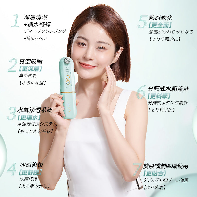 日本JUJY 灌膚級家用智能暖吸冷收毛孔清潔機-精華水