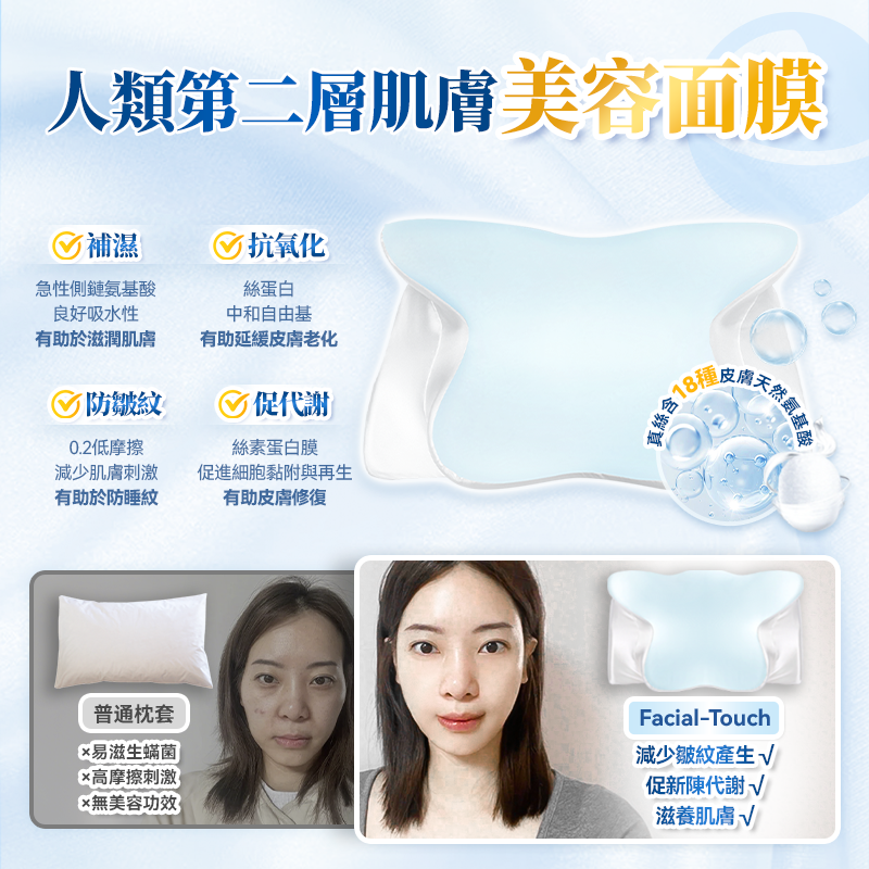 日本DEAR.MIN 特級6A真絲Facial-Touch美容養髮睡美枕套