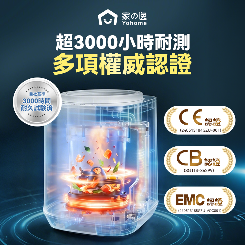 日本Yohome 智能粉化減量發 酵堆肥可視窗自清潔可卸洗 刀組多用途環保廚餘機PRO