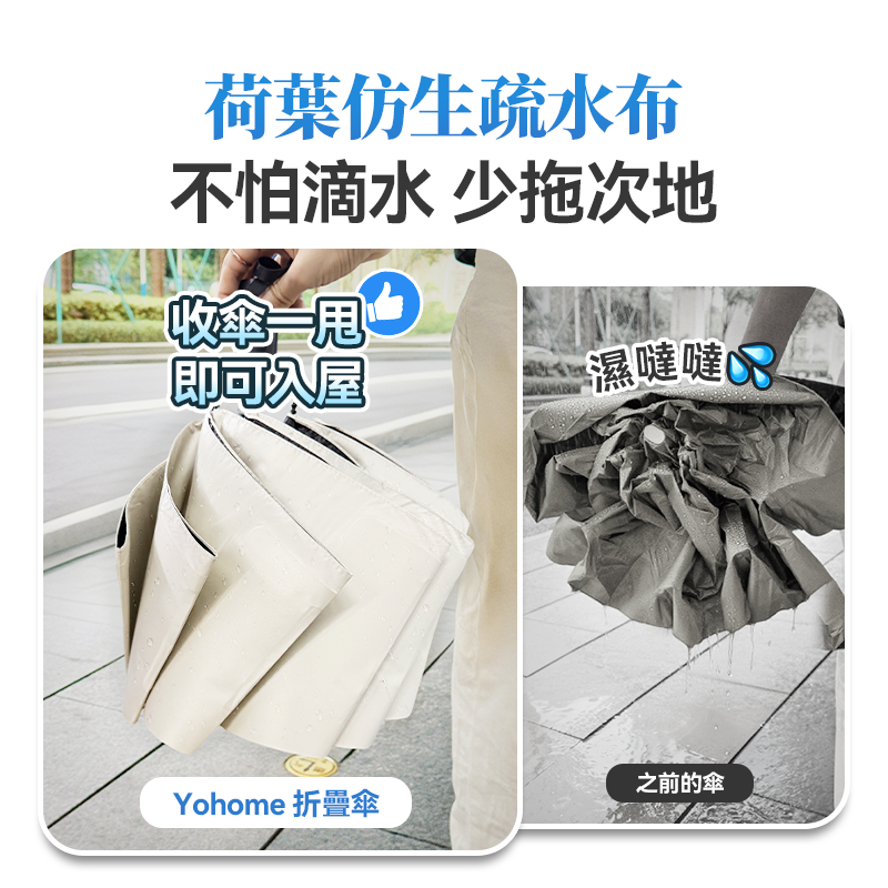 日本Yohome 單手智助自動開 合防回彈一甩免疊防滴水抗 風快收捷便晴雨傘