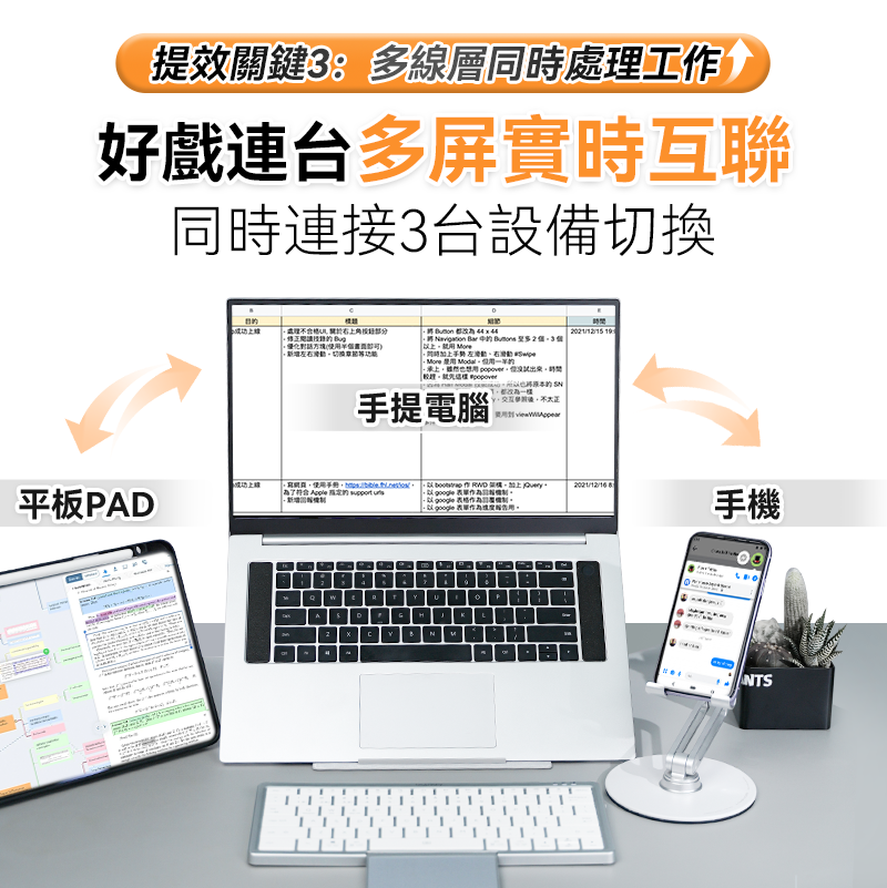 美國USATISFY超薄首創4合1多系統連控辦公可分離護頸支架便攜無線觸控鍵盤套裝