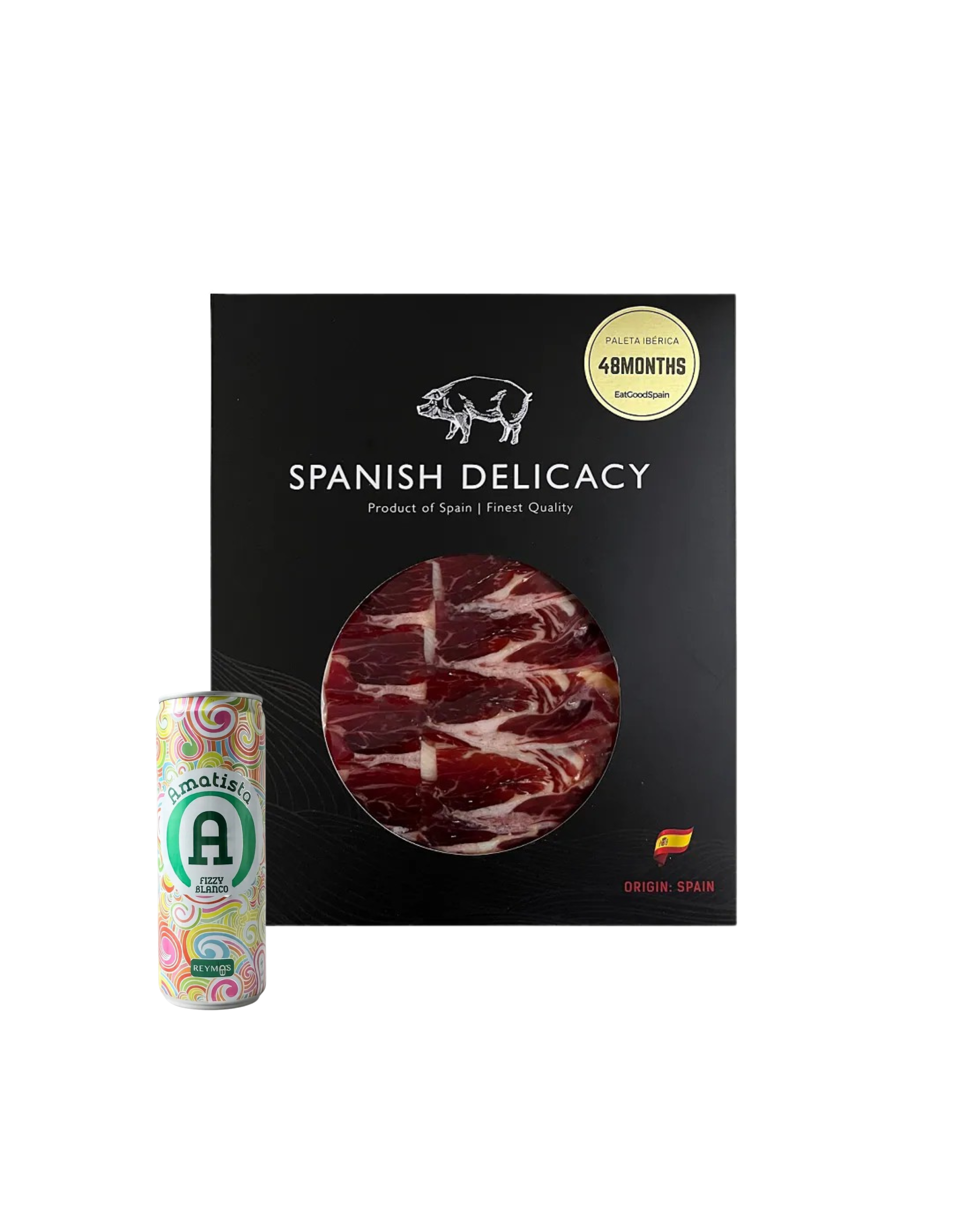 EAT GOOD SPAIN - 48個月機切黑毛豬前腿 (橡果+穀飼)（約80克）直播限定：送Amatista 西班牙Moscato 甜白汽酒 250ml 1罐
