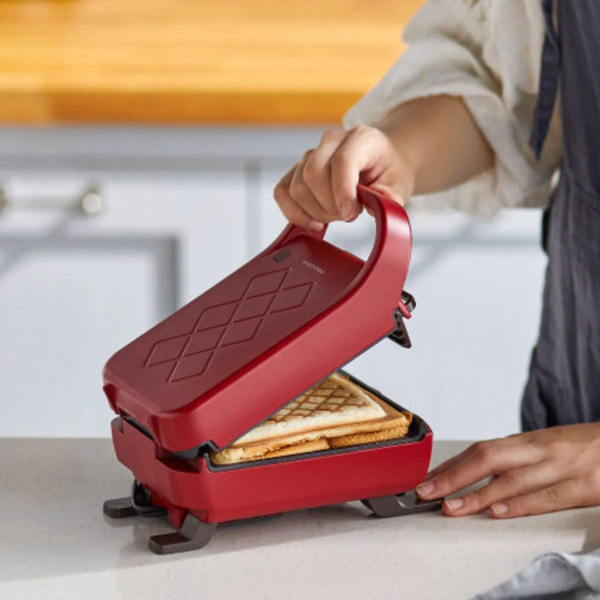 récolte Press Sand Maker Plaid 厚燒格子三明治機(紅色)