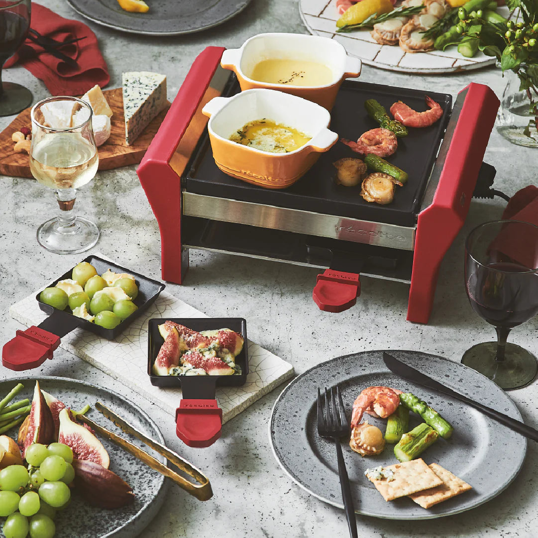 récolte Raclette and Fondue Maker Grand Melt 雙層煎烤盤(紅色)