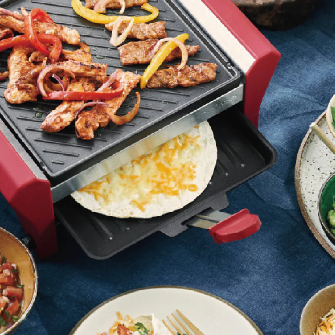 récolte Raclette and Fondue Maker Grand Melt 雙層煎烤盤(紅色)