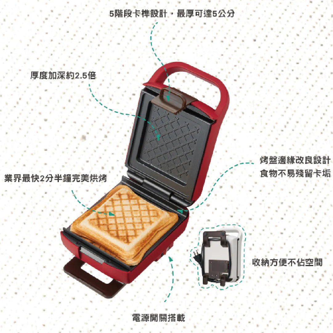 récolte Press Sand Maker Plaid 厚燒格子三明治機(紅色)