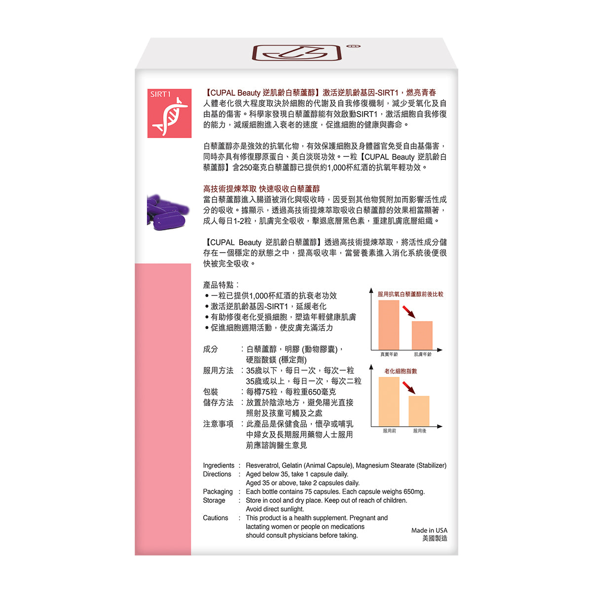 CUPAL - CUPAL Beauty 逆肌齡白黎蘆醇 75粒